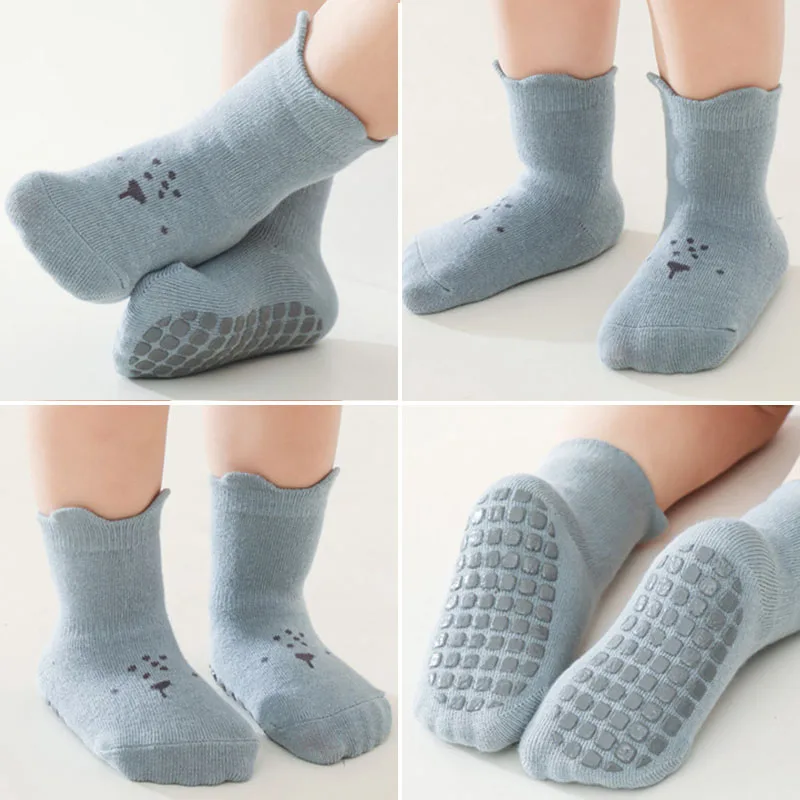 Non-slip Baby Floor Socks Cute Cartoon Toddler Cotton Sock Boy Girl Spring Autumn Middle Tube Socks 1-3Year Children Footwear
