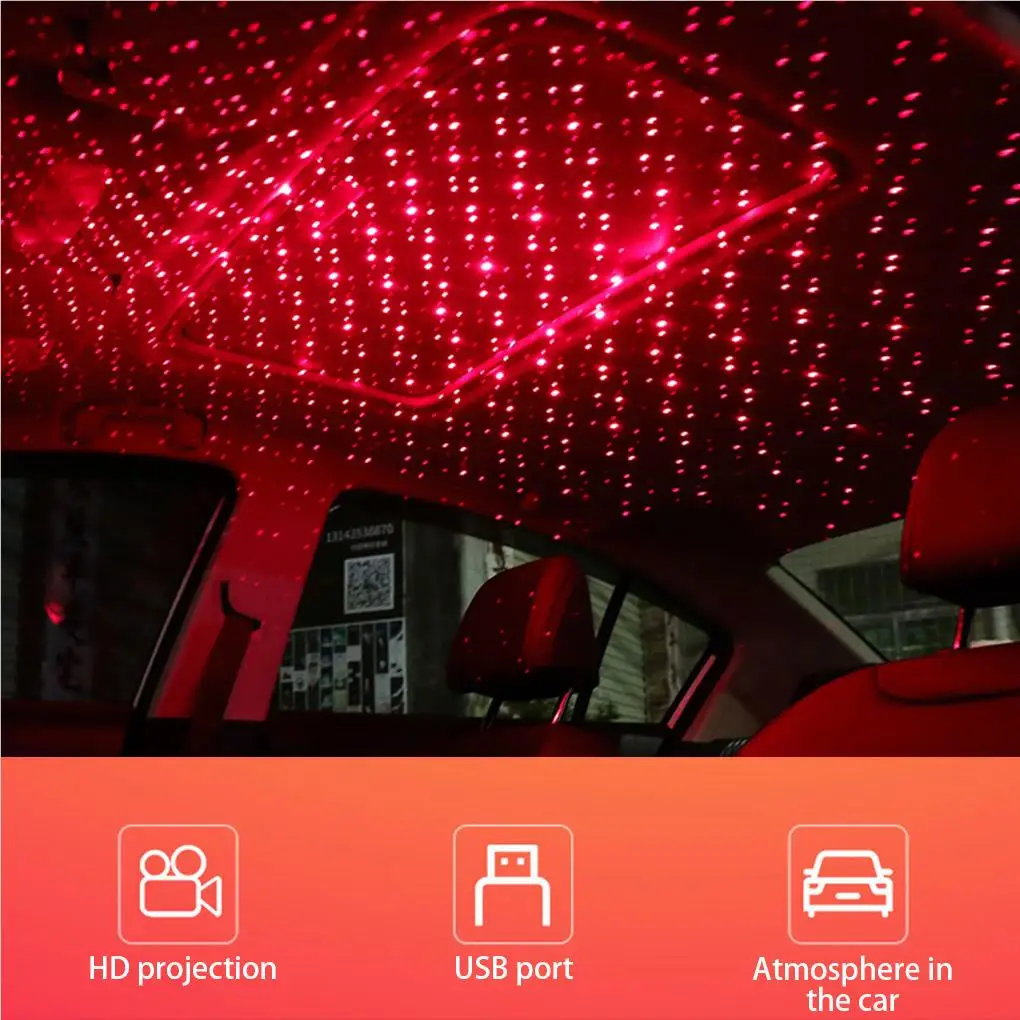 Car Roof Star Night Light 360 Degrees LED Display USB Powered Adjustable Bendable Night Projector Parties for Auto