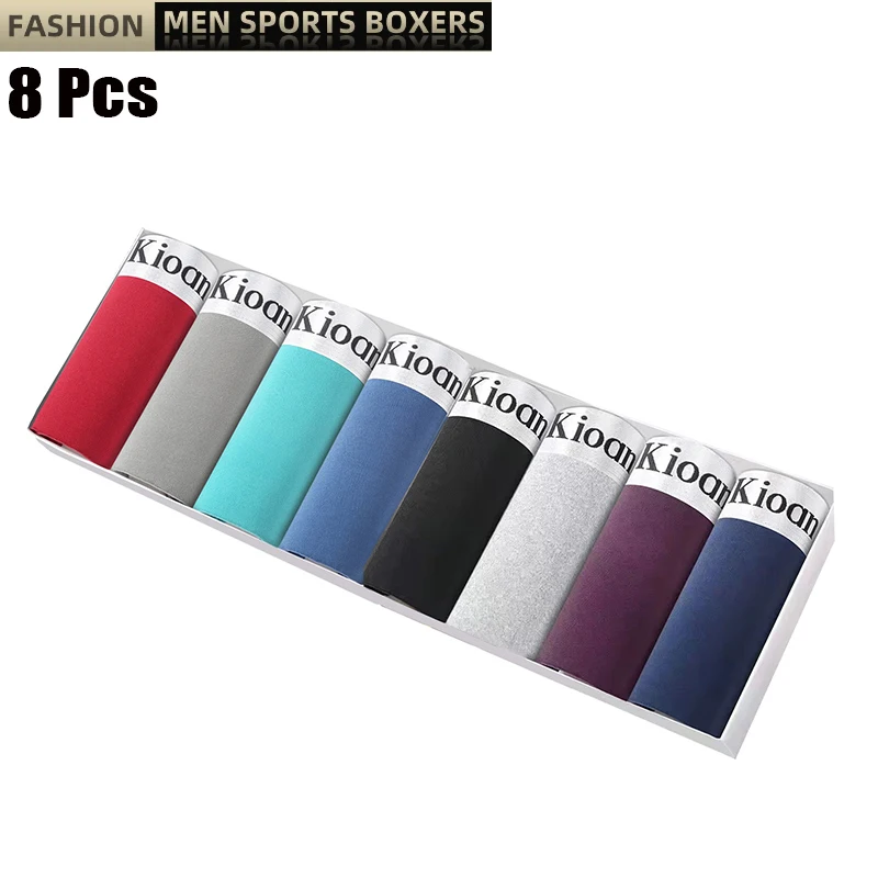8pcs/lot Solid Shorts Underpants Sexy Men\'s Underwear Soft Fabric Men Boxer Shorts Comfortable Breathable Men Underwear