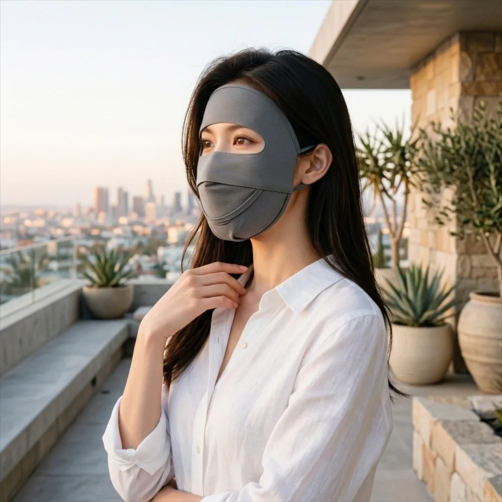 Drinkable Water Design Full-face Sunscreen Mask Moisture-wicking Adjustable UV-resistant Face Mask Breathable Face Bikini