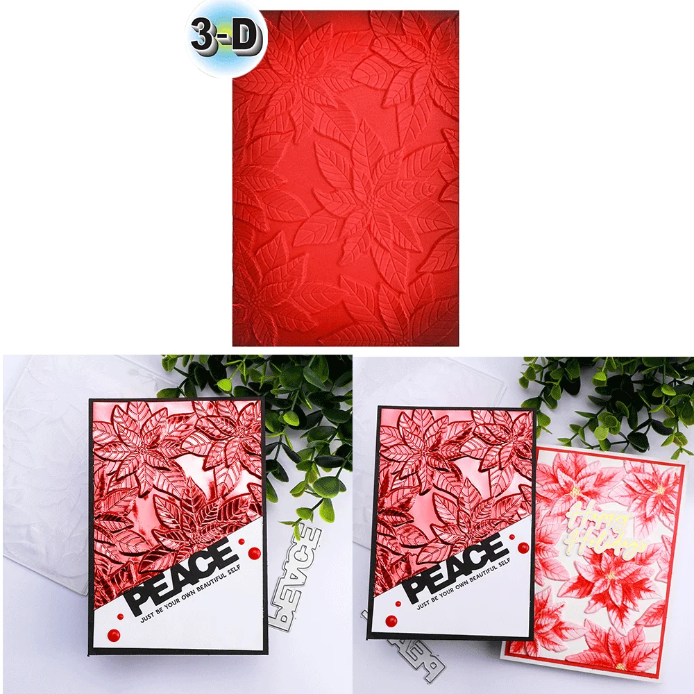 Christmas Flowers 3D Embossing Folder Texture Pattern Background DIY Scrapbook Decorative Cardboard Crafts Project Making
