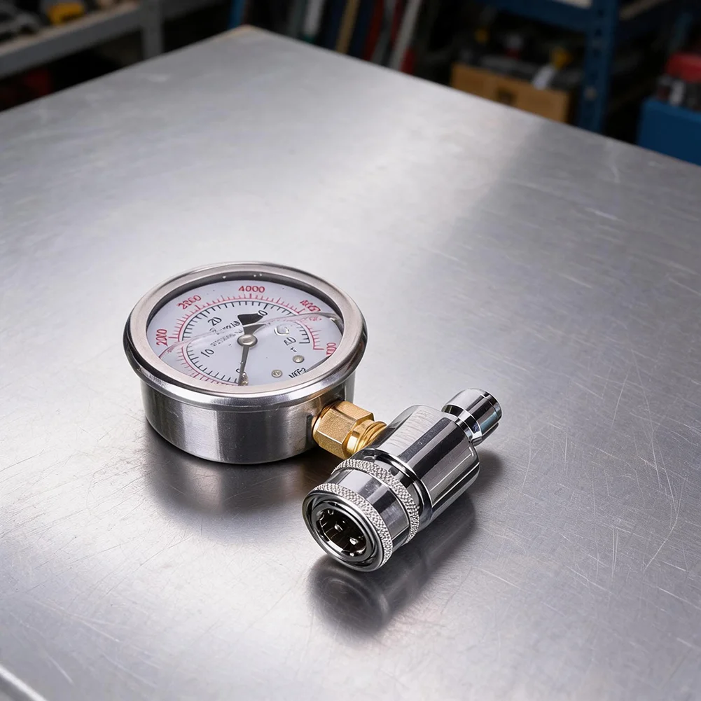 Pressure Washer Accessory for kit Featuring 6000 PSI Gauge and 38-Inch Quick Connect Fitting for Secure Hose Attachment