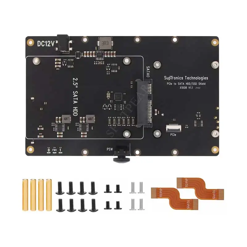 Imagem -03 - Raspberry pi Pcie para 2.5 3.5 Sata Hdd Ssd Dual Double-sata Não é Proveniente de Sata ou Ssd X1008