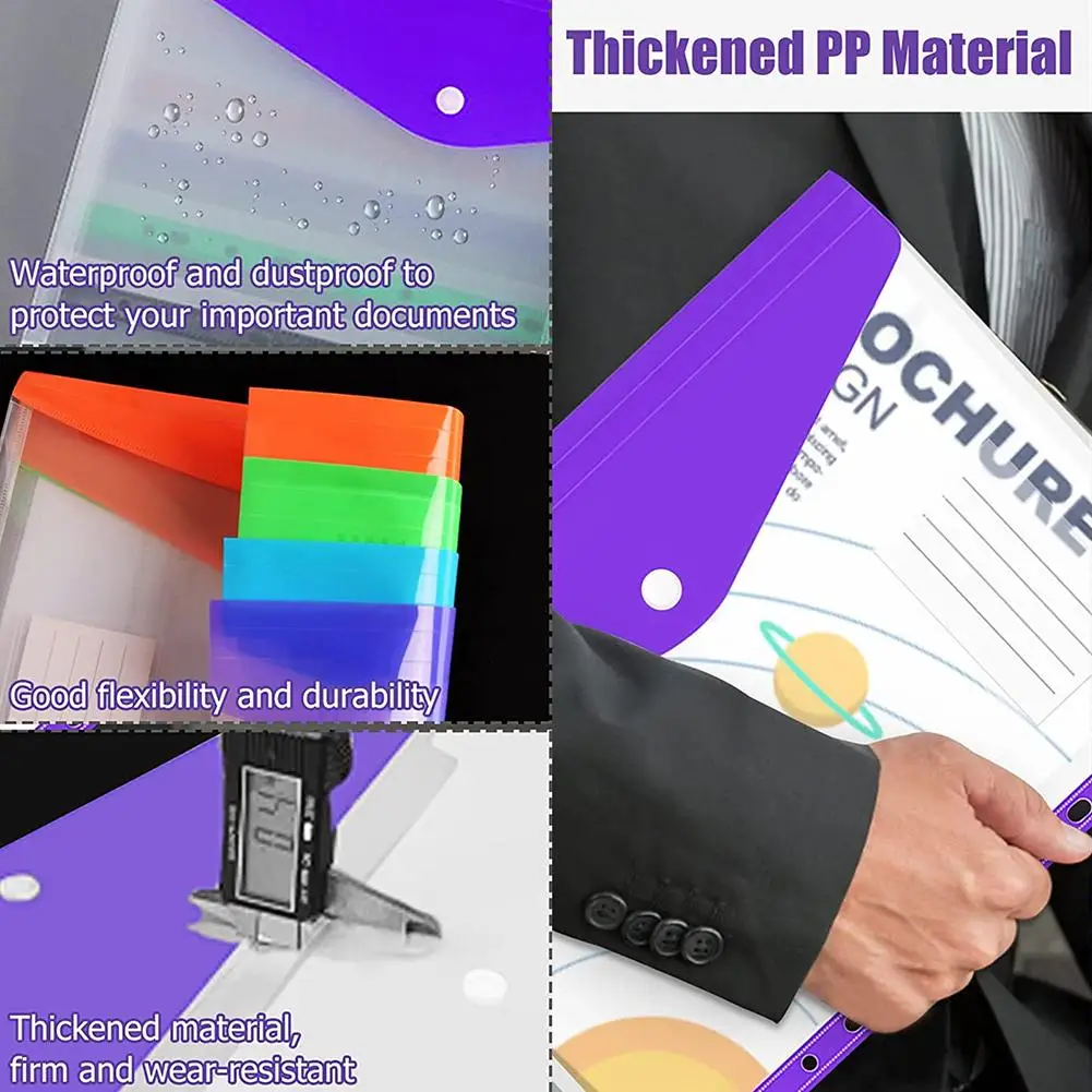 12Pcs ขยาย Binder Pocket A4พลาสติกใสซอง11หลุม Binder เอกสารสัญญากระเป๋าคลิป3แหวนอุปกรณ์สำนักงาน
