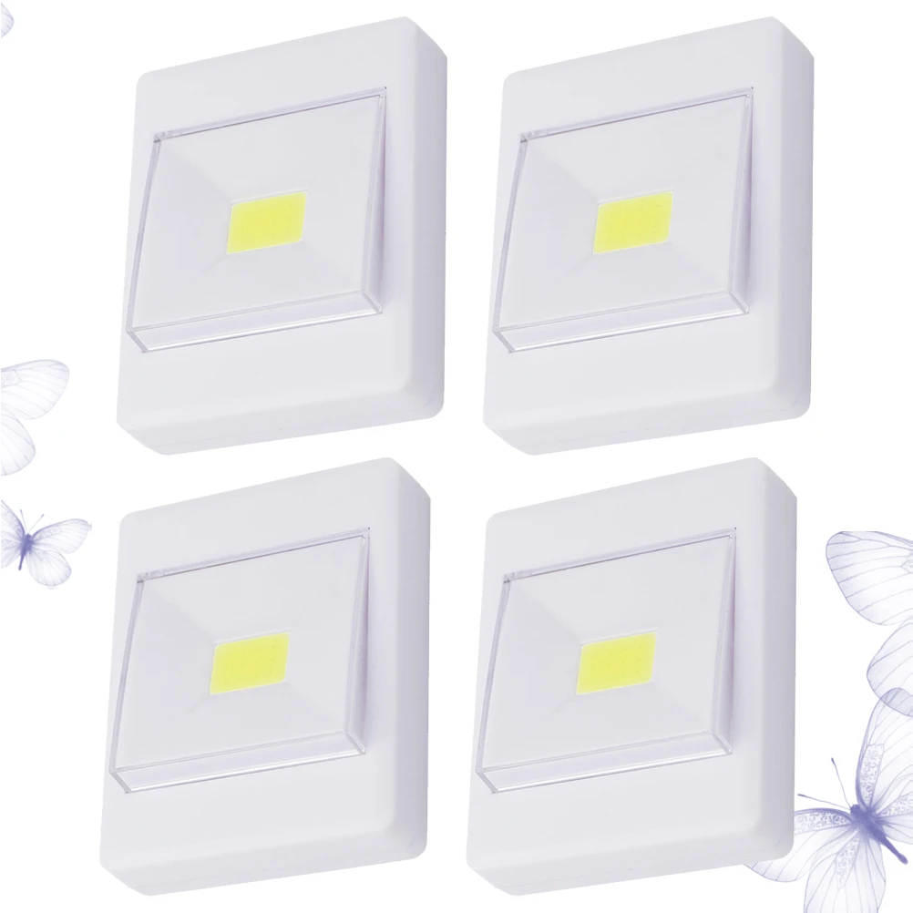

4pcs Led Cabinet Operated Cob Wall Light For Home White No Stairs Pantry Closet Bathroom Basement Entryway