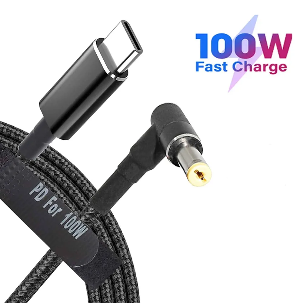 100W Type-C to 5.5x2.5mm Male Converter Cable DC Notebooks USB-C PD Fast Charging Cord for Asus Lenovo Toshiba Laptop (18-20V)