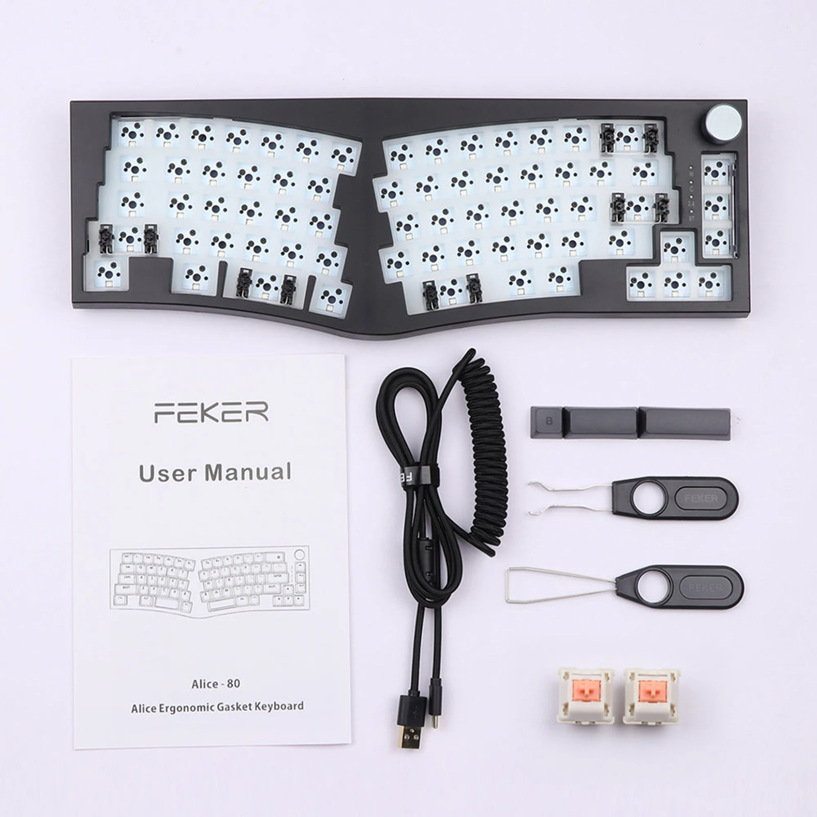 FEKER-Teclado mecánico con cable USB Alice 80, dispositivo de intercambio en caliente, ergonómico, para ordenador portátil, PC, 68 teclas