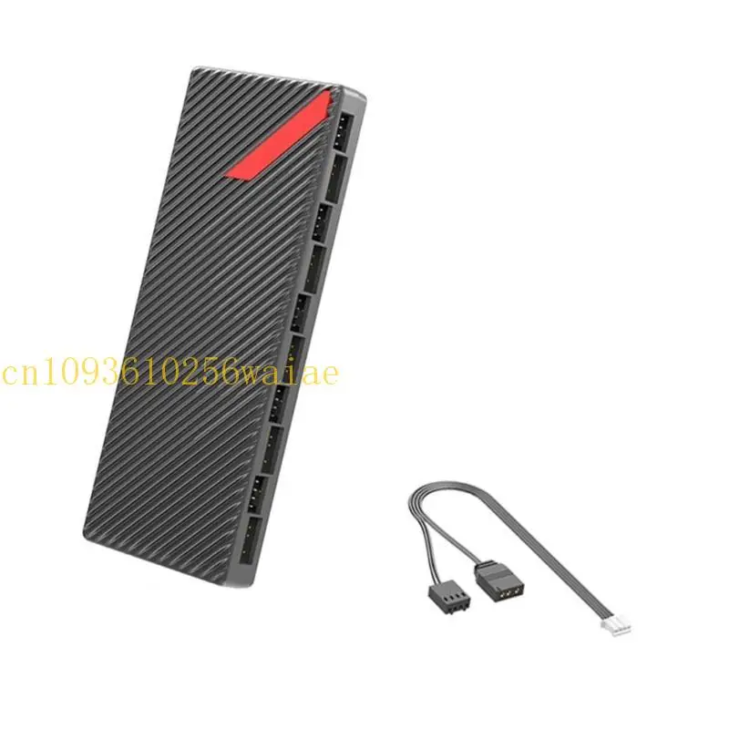 652F 10 Port ARGB+PWM Fan Hub Customizable 10 Port 5V3Pin/4Pin For Devices Wide Compatibility Enhances Gaming Aesthetics