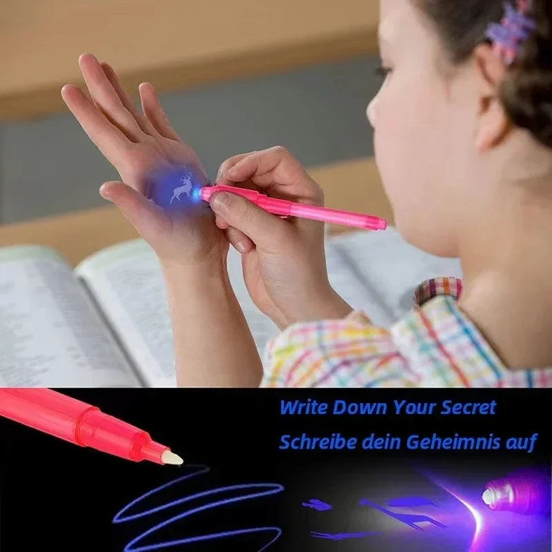 Kids UV Light Pen Secret Invisible Fluorescent Magic Pencil for Writing Drawing Painting Board Child Reward Gift