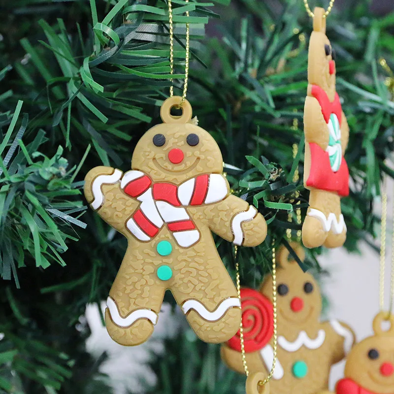 (6 Pcs/pack) 7cm Gingerbread Man Pendant Christmas Tree Hanging Decoration Cute Creative Christmas Party Home Decoration DIY