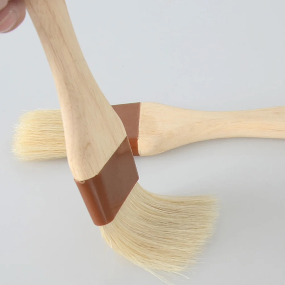 

1pc Oil Pastry Brush Wooden Handle Natural Wool Heat Resistant Cooking Baking Bbq Tool Roasting Bakeware Utensil Khaki