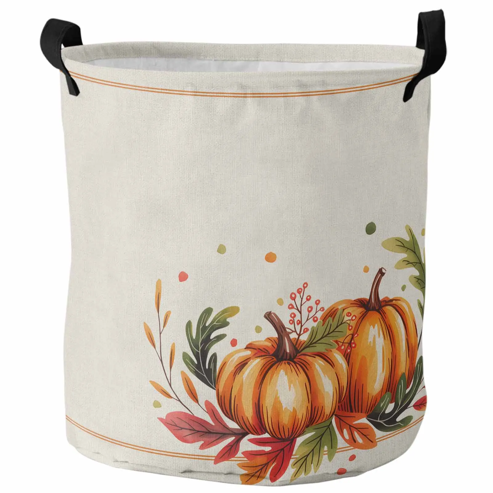 

Autumn Pumpkin Wreath Leaf Foldable Dirty Laundry Basket Kid's Toy Organizer Waterproof Storage Baskets