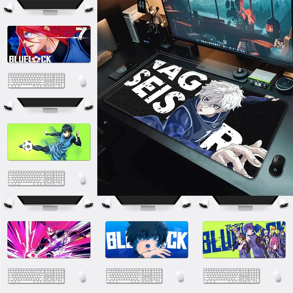 B-Blue Locks  Anime Pattern Game Mousepad Large Pads Rubber Mouse Mat MousePad Desk Gaming Mousepad Cup Mat