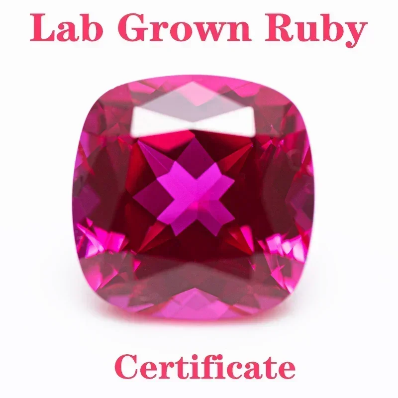 

Lab Grown Ruby Square Cushion Shape Rubeliite Colour VVS1 Selectable AGL Certificate Charms Beads Diy Jewelry Making Materials