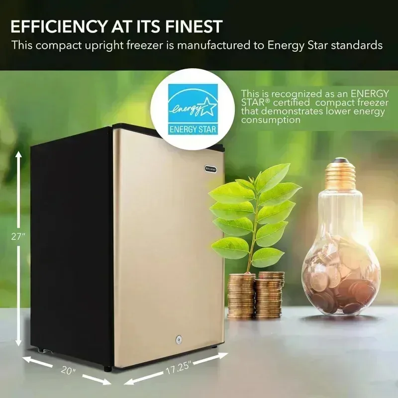 QZA4-Whynter CUF-210SSG 2.1 cu.ft Energy Star Upright Freezer with Lock in Rose Gold,$R