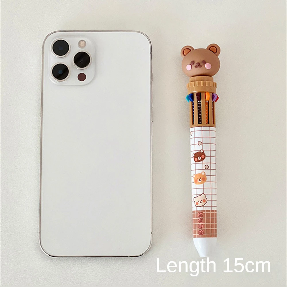 Bolígrafo multicolor de una sola pieza, bolígrafo neutro fluorescente para escritura, diseño bonito, duradero, oso de dibujos animados, bolígrafo colorido de Color para oficina