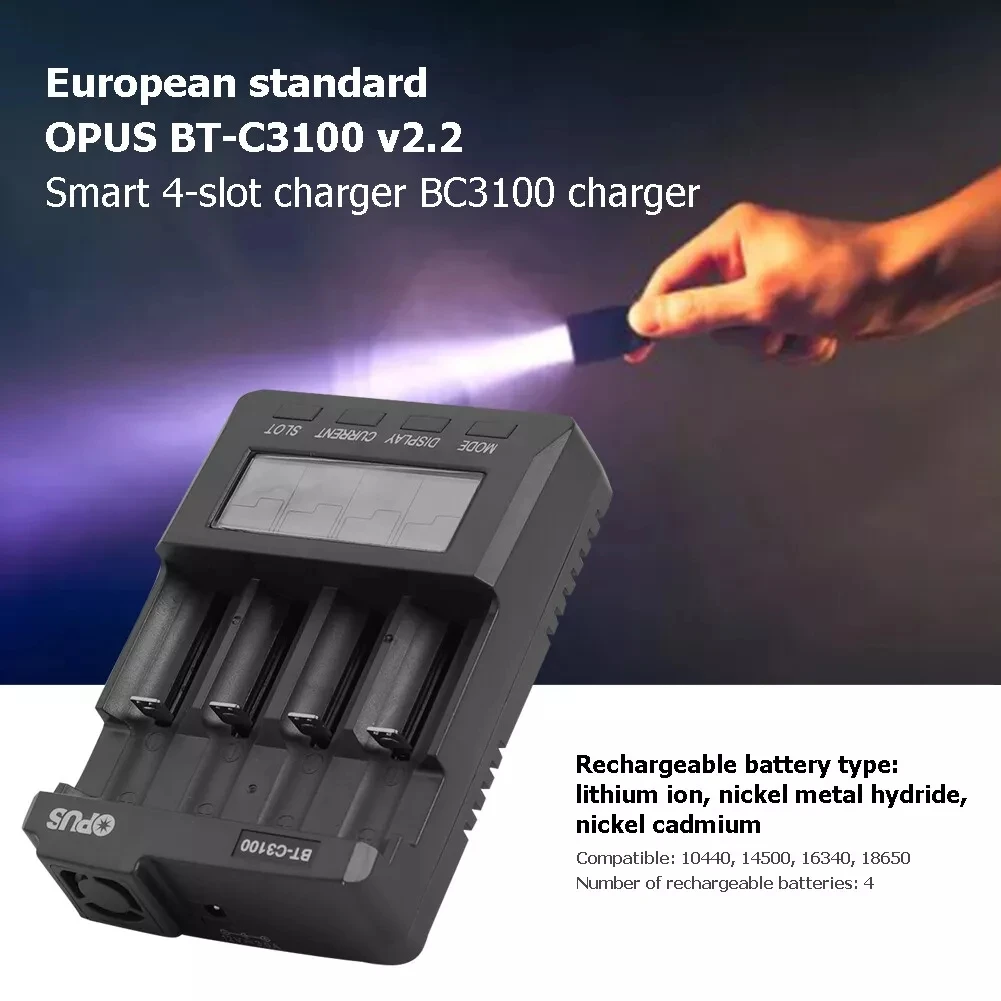 Standard Battery Charger Opus BT-C3100 V2.2 Digital Intelligent 4 Slots AA/AAA LCD Battery Charger tool parts image 6