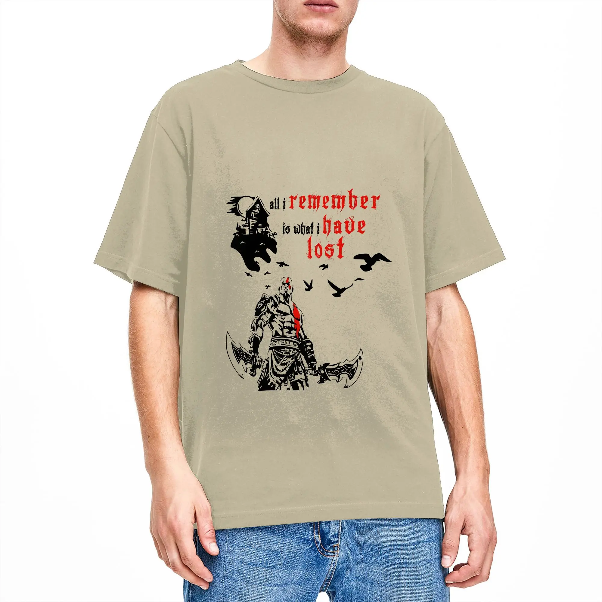 Men's T-Shirts God of war Kratos Casual Pure Cotton Tee Shirt Short Sleeve  T Shirt Crewneck Clothes 4XL 5XL
