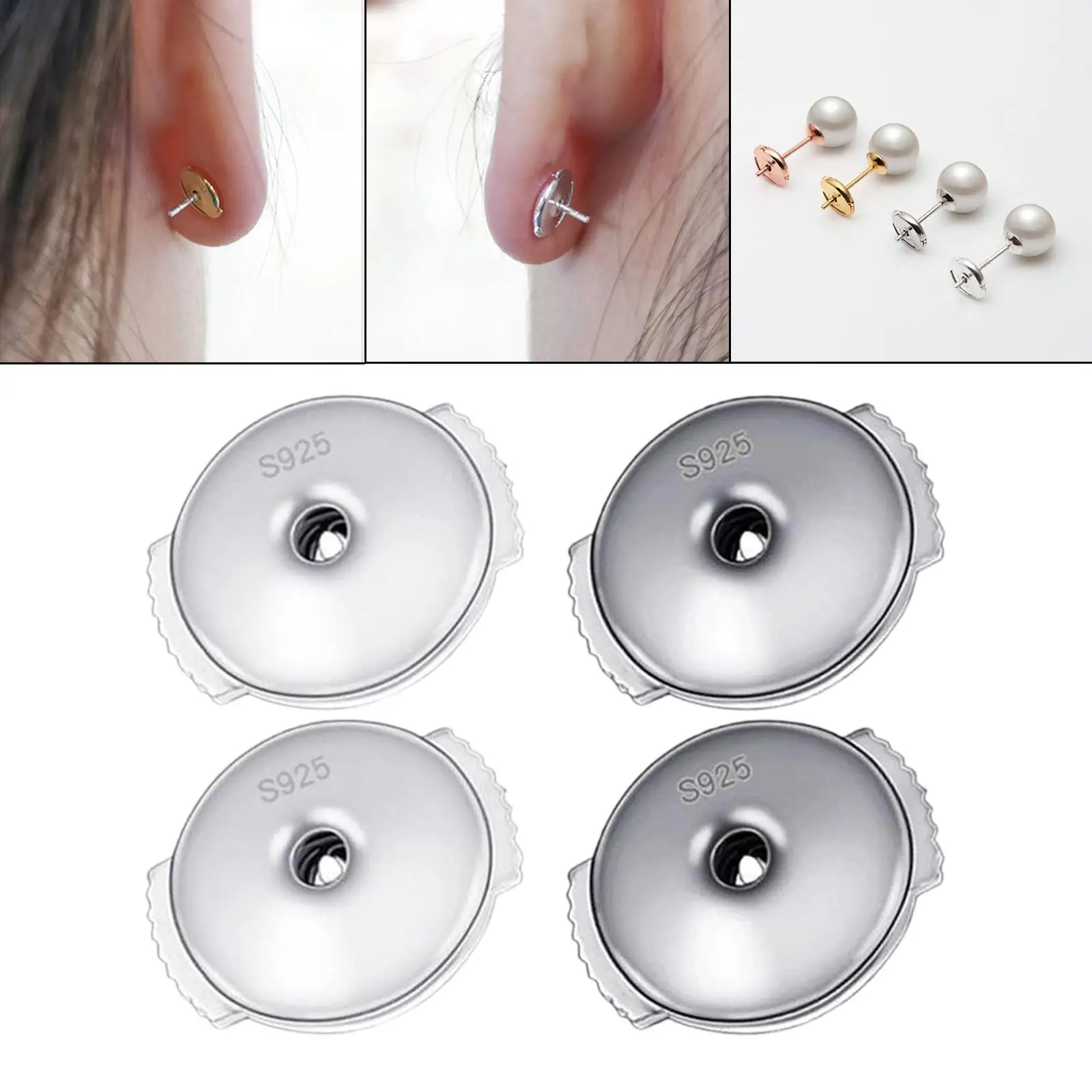 

2Pairs Spring Earring Backs Stoppers Replacement Earrings Backs Stopper