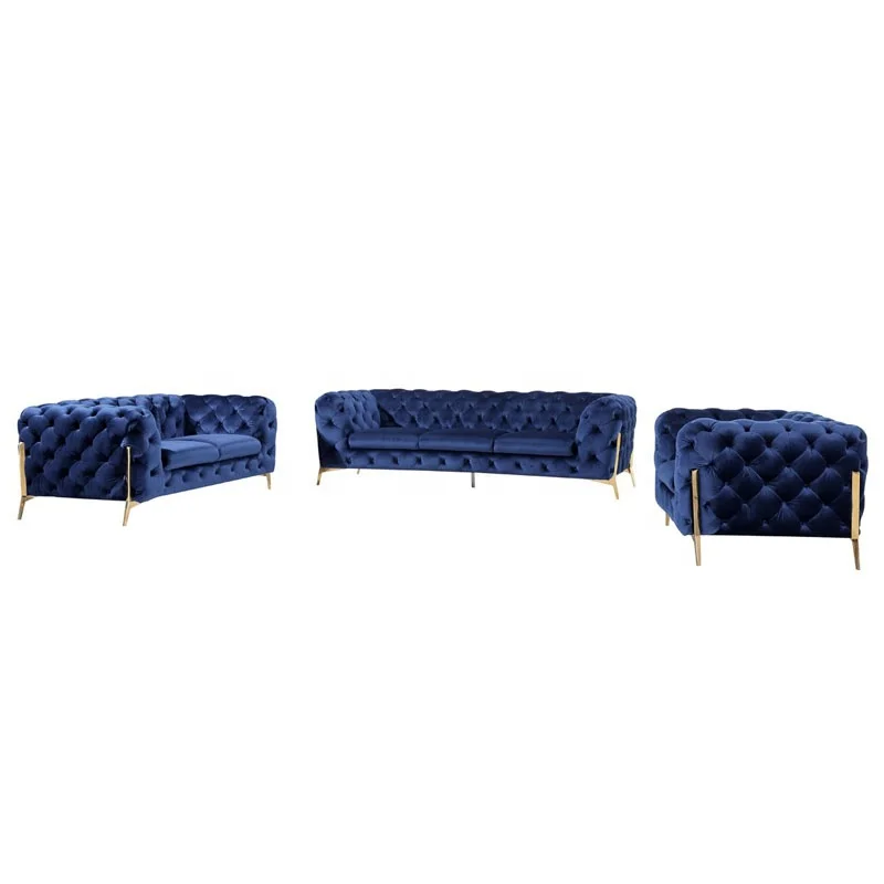 

Luxury Home Furniture Tufted Velvet Sofa Set Combination Chesterfield Sofa Living Room Fabric Sofa