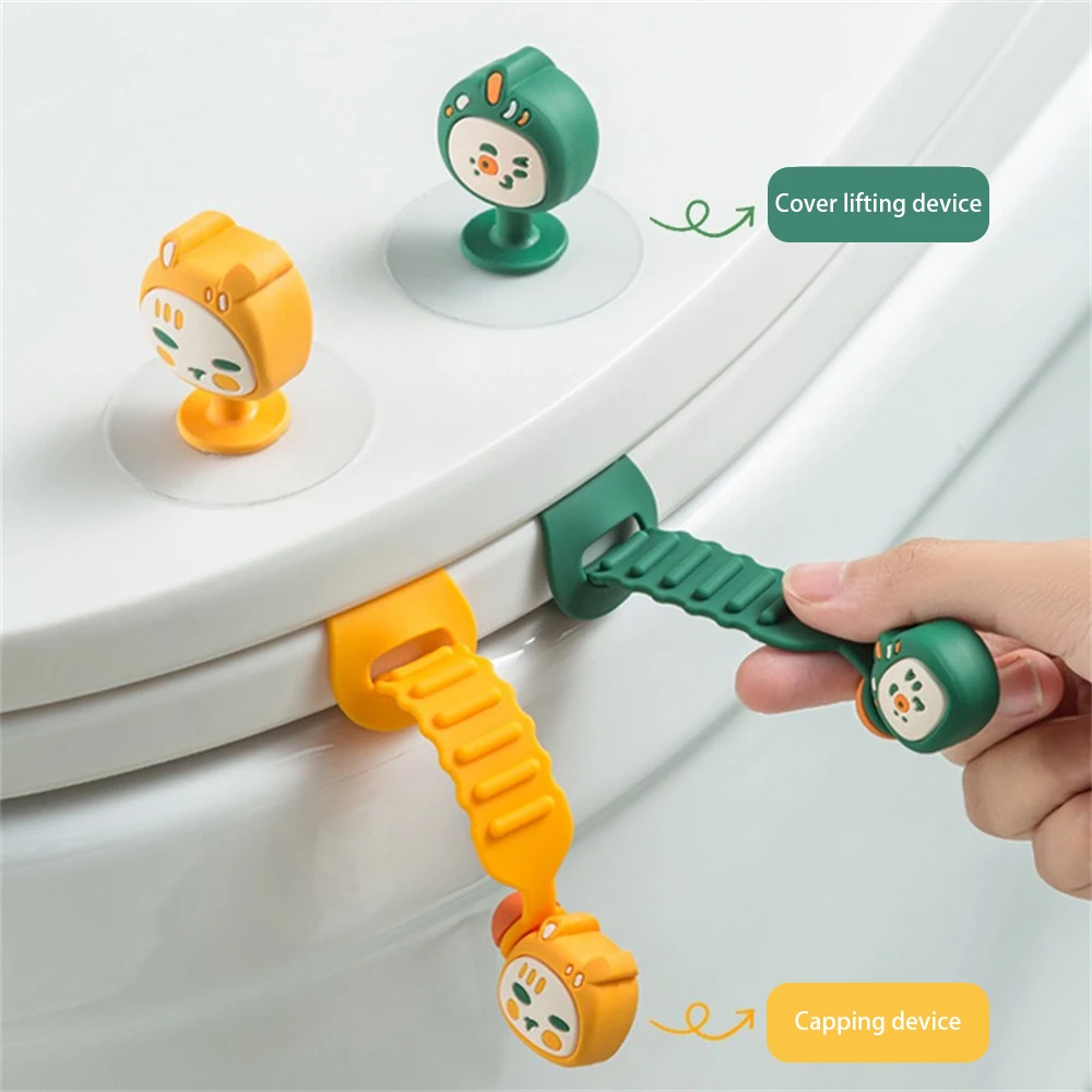 Silicone+pvc Hygienic Toilet Lid Lifter Multi Gear Buckle Handy Bathroom Tool Easy-to-clean Toilet Accessories Toilet Hygiene