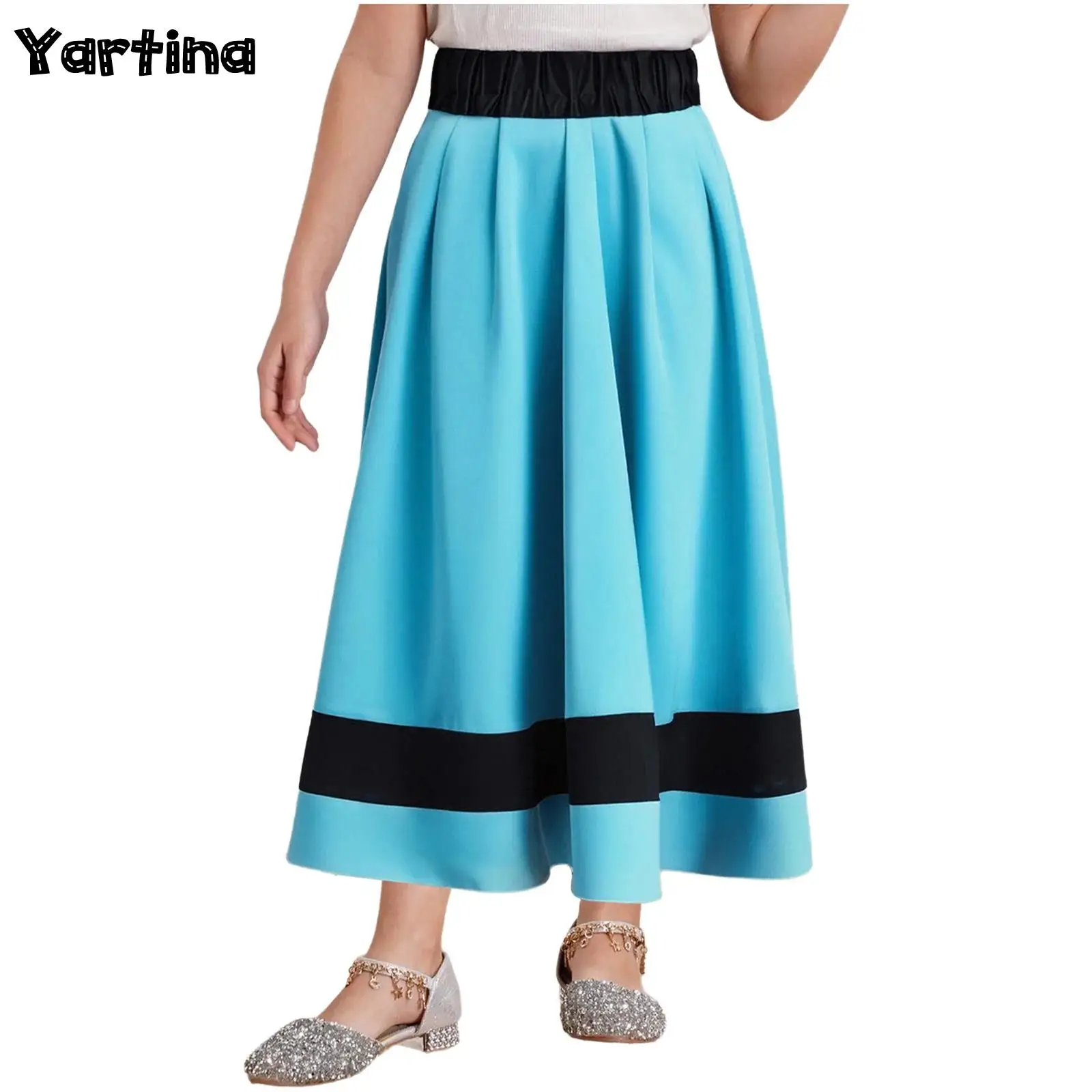 

Girls Prairie Skirts Victorian Colonial Cosplay Costume Pioneer Costume 1800s Historical Halloween Costume Color Contrast Skirt