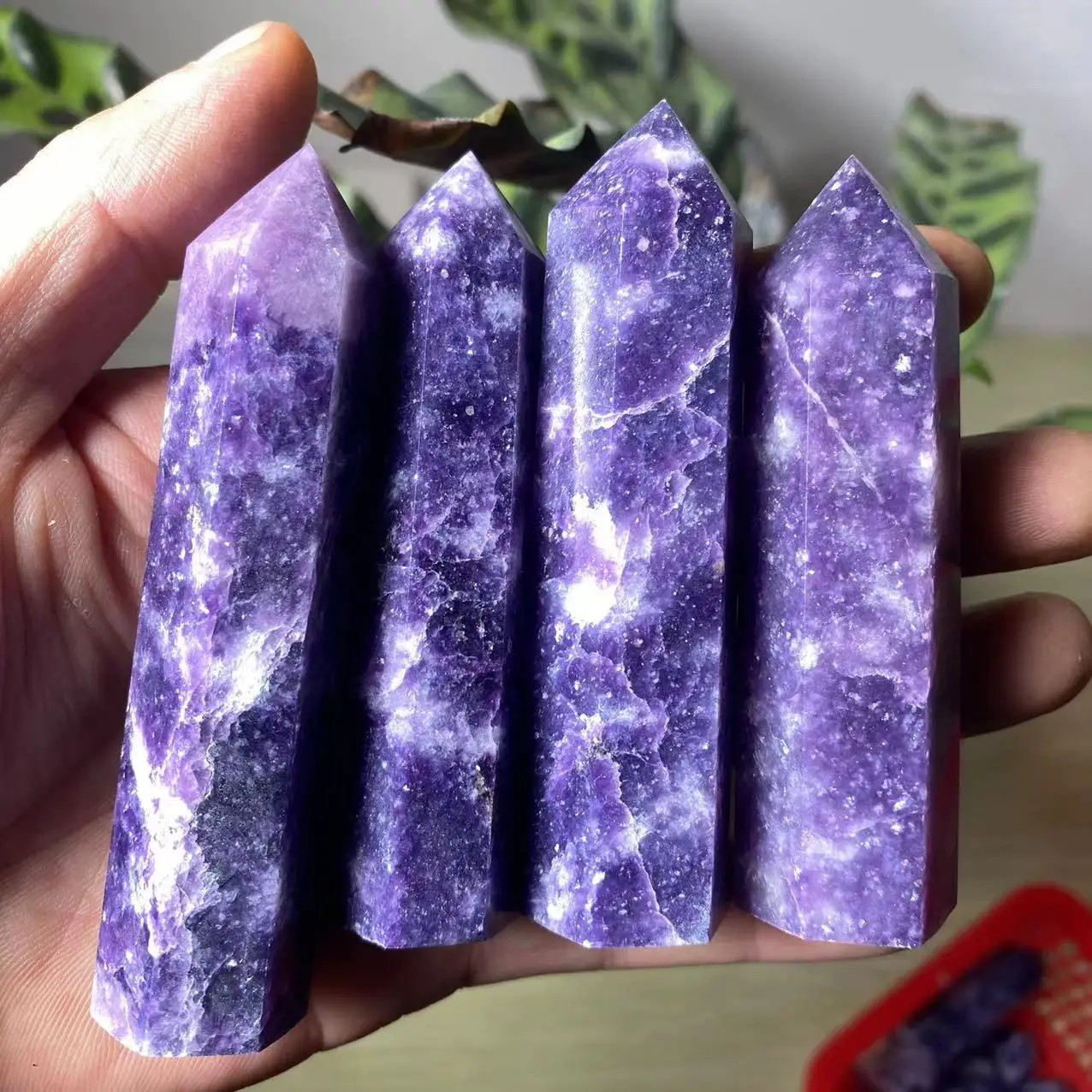 

Beautiful natural purple mica crystal towers with natural crystal Reiki healing points 500g