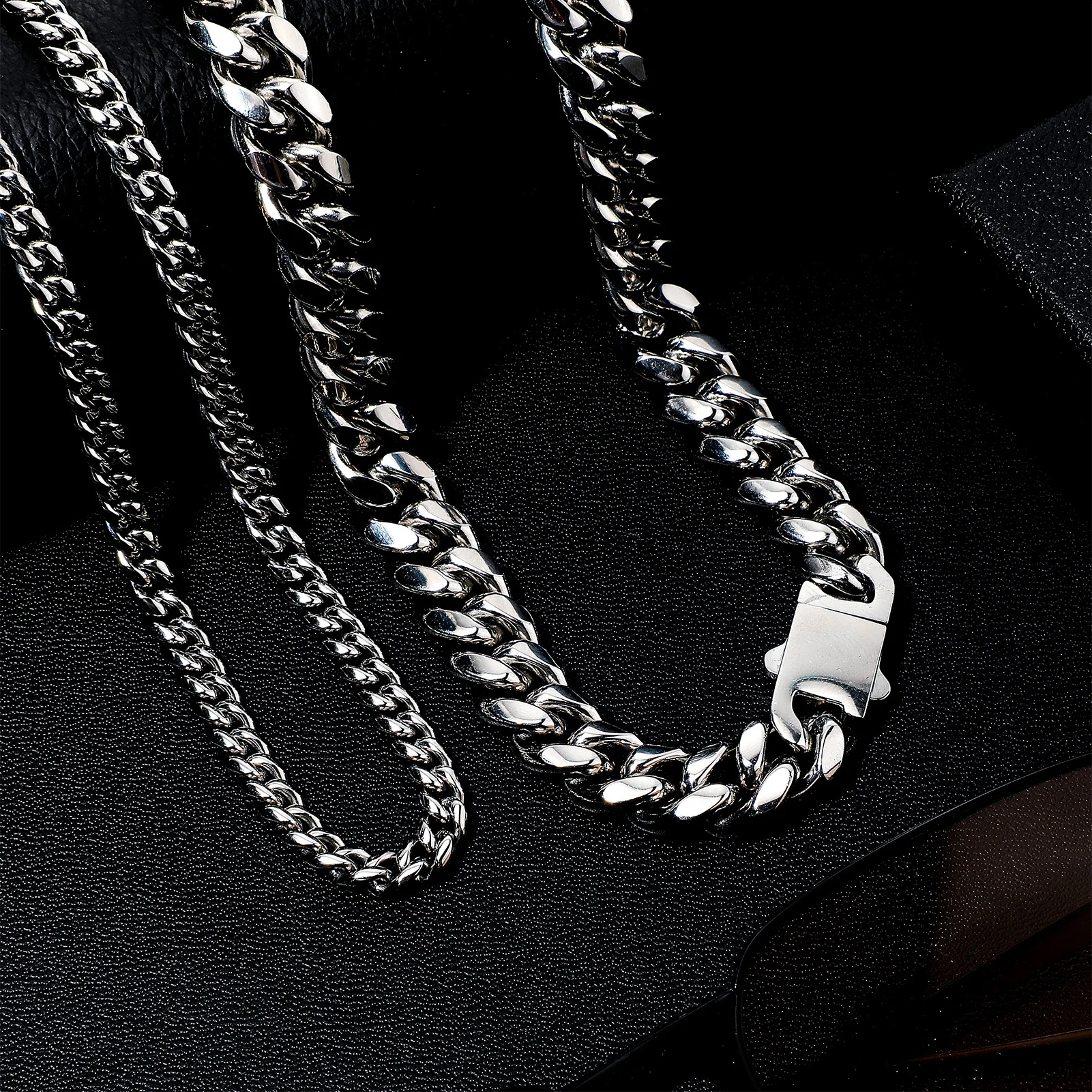 JINAO 2021 جديد 6 مللي متر 10 مللي متر 12 مللي متر 14 مللي متر جودة عالية الفولاذ المقاوم للصدأ الكوبية أساور و القلائد هدية للرجال