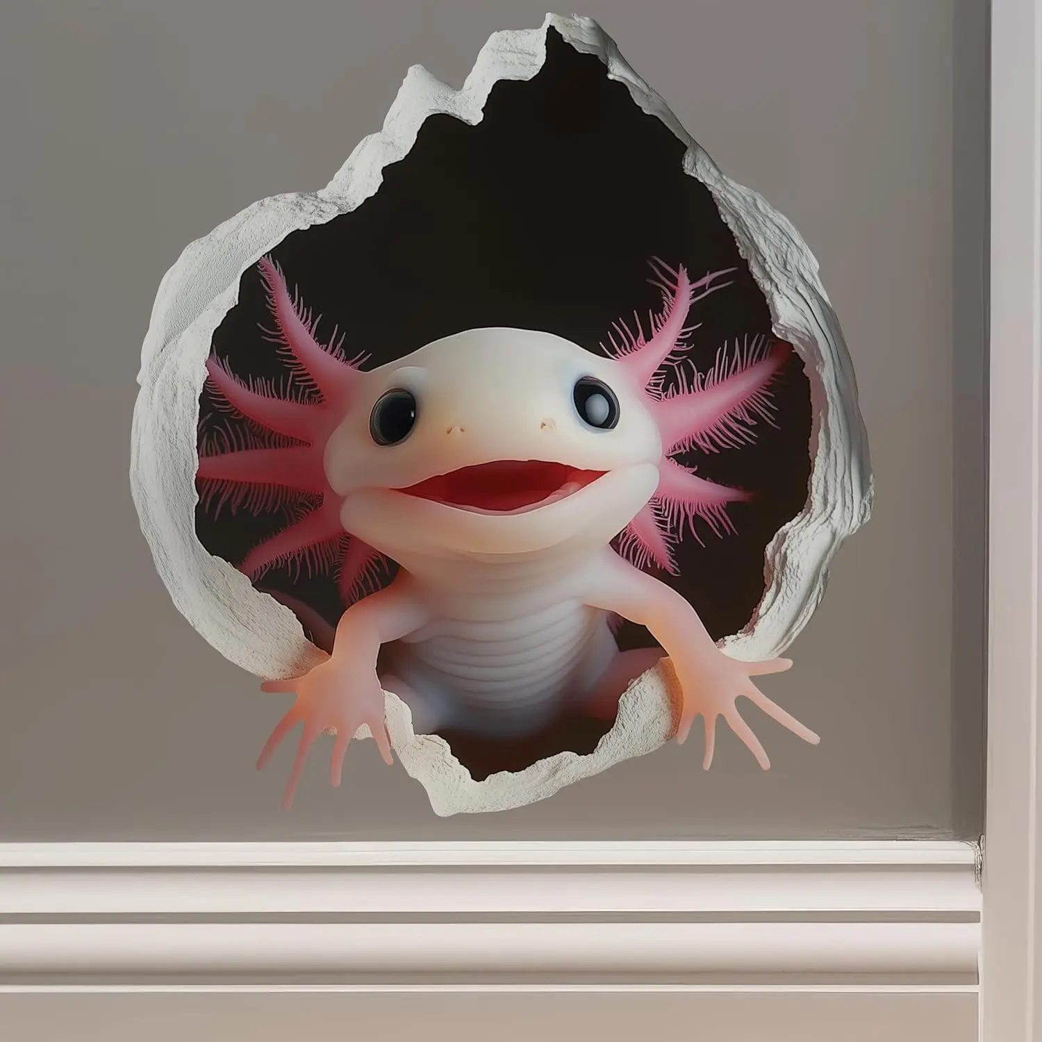 

1PC Axolotl Decal - Wall Hole Sticker with 3D Effect