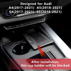 For Audi A4 S4 B9 A5 S5 2018 2019 2020 2021 2022 2023 Qi Car Wireless Charger Phone Charging holder Pad Mat Interior Accessories
