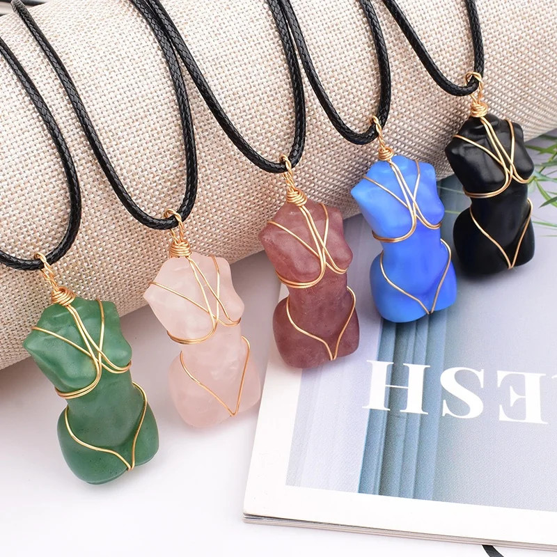 1pc Natural Crystal Carved Female Model Healing Figurines Reiki Gemstone Crafts Home Decoration Hand-made Men and Women Gift