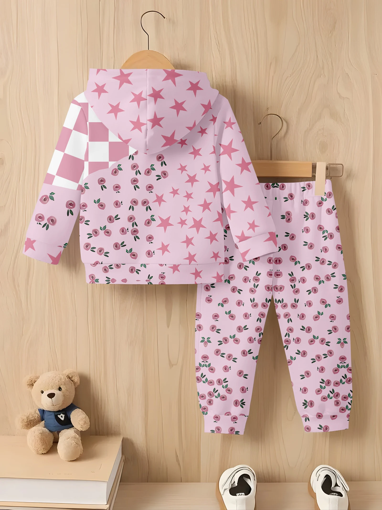 طقم بقلنسوة من العلامة التجارية العصرية + ميكي، طقم سويت شيرت وسراويل رياضية للأطفال مكون من قطعتين، نمط كرتوني لملابس الربيع والخريف