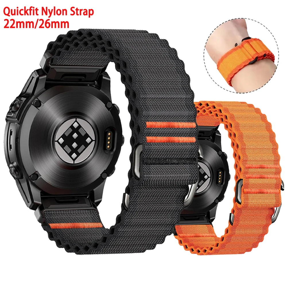 QuickFit 22 mm 26 mm gewebtes Nylonband für Garmin Fenix E 8 Pro 47 mm 51 mm 7 7X 6 6X 5 5X Plus/Enduro 3/Epix Pro Gen2 Armband