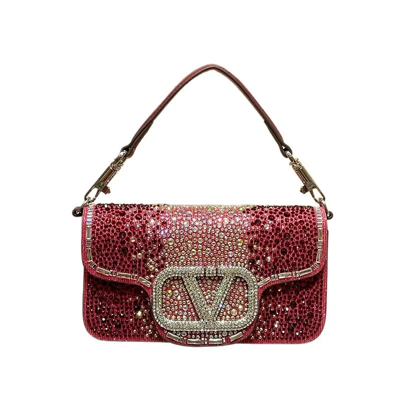 

2026 New Rhinestone Sparkling Mini Top Handle Bag Convertible Chain Strap Luxury Evening Clutch Purse for Women