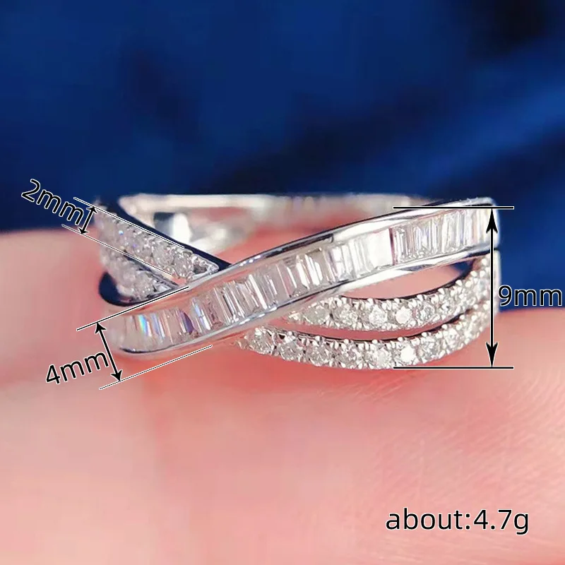 Exquisite Female Rings 925 Sterling Silver Cross Shaped Infinity Finger Rings for Women Crystal Zircon Bridal Wedding Jewelry
