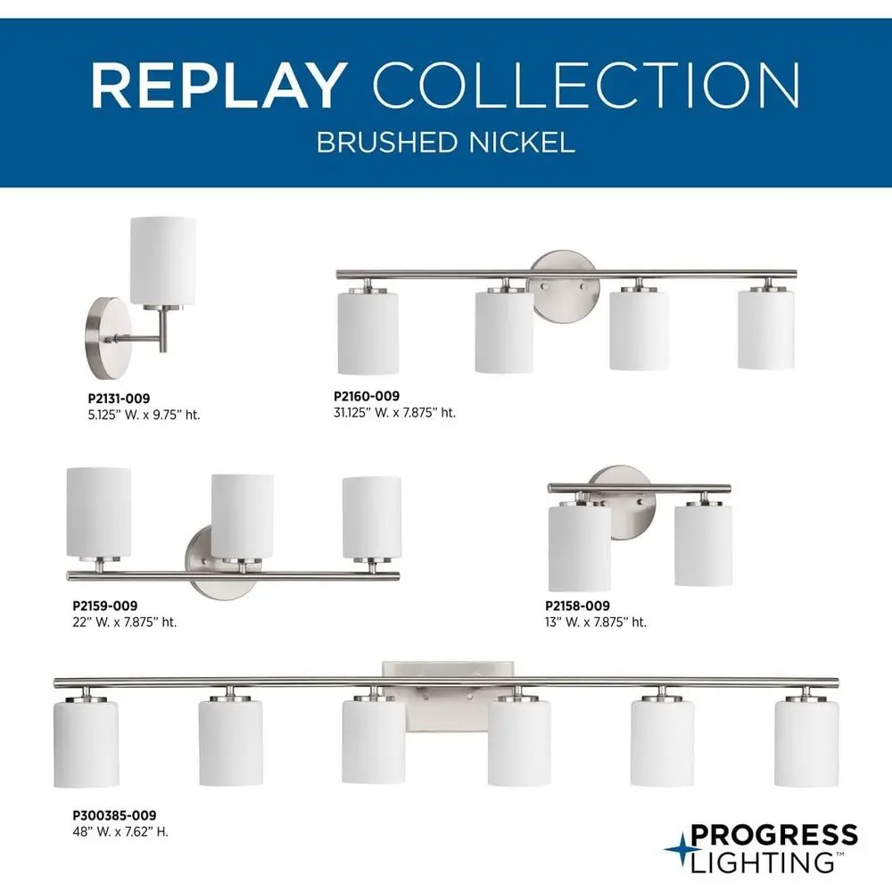 モダンなブラッシュニッケル製バスルーム用照明器具、ライトエッチングホワイトガラスシェード、E26ベース