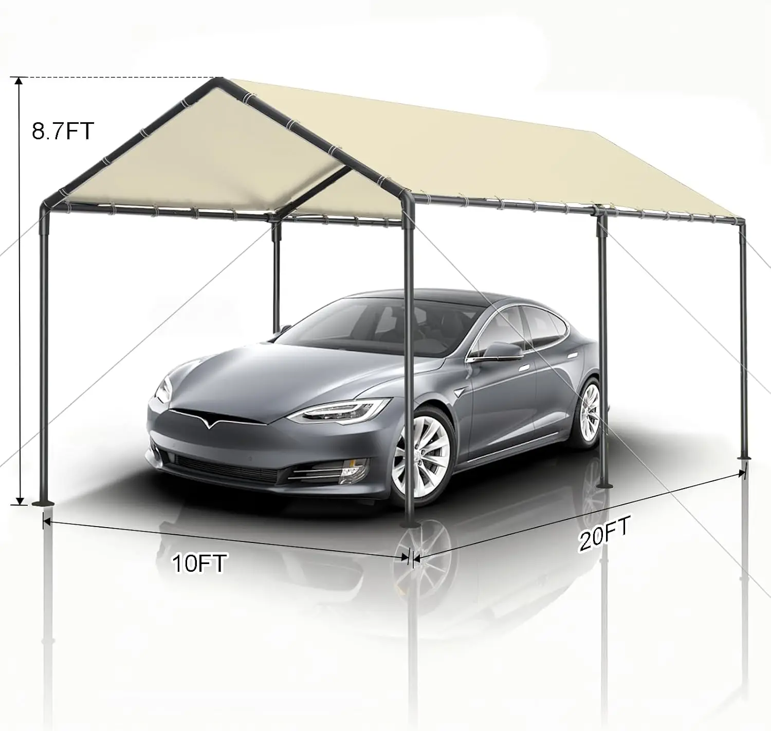 10x20ft Heavy Duty Portable Carport with Storage Shed, Steel Frame All-Season Tarp for Car Truck Boat Party, Customized