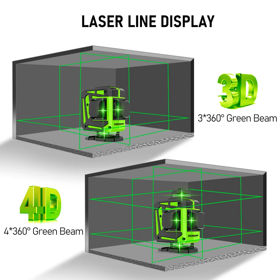 Imagem -03 - Clubiona-laser Verde Nível 4d 16 Linhas com Controle Remoto 360 Linhas Transversais Horizontais e Verticais com Pilhas