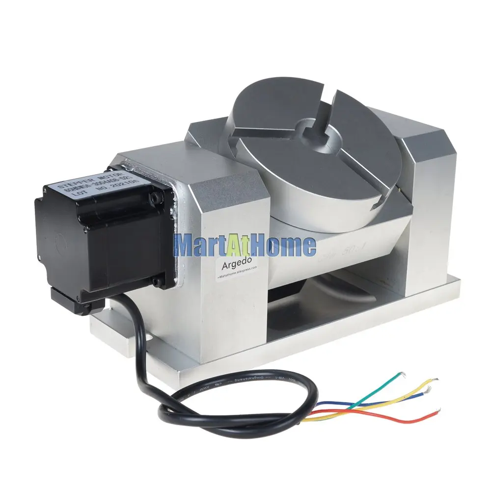 CRA902 CNC Router Machine Rotary Indexer Table 4th & 5th Rotational Axis with Chuck & 60 2-Phase Stepper Motor, Harmonic Gearbox