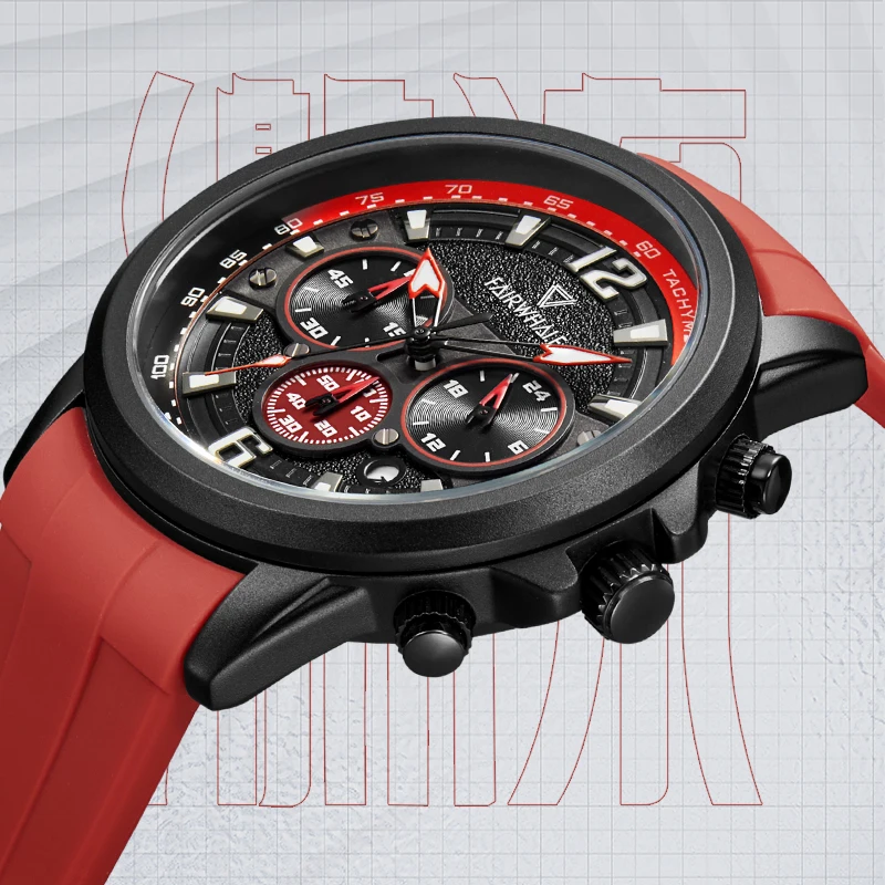 Mark Fairwhale 5530 Men's Watch Waterproof Sports Quartz Cool Street Fashion Night Light Date Display Rap Style Silicone Strap