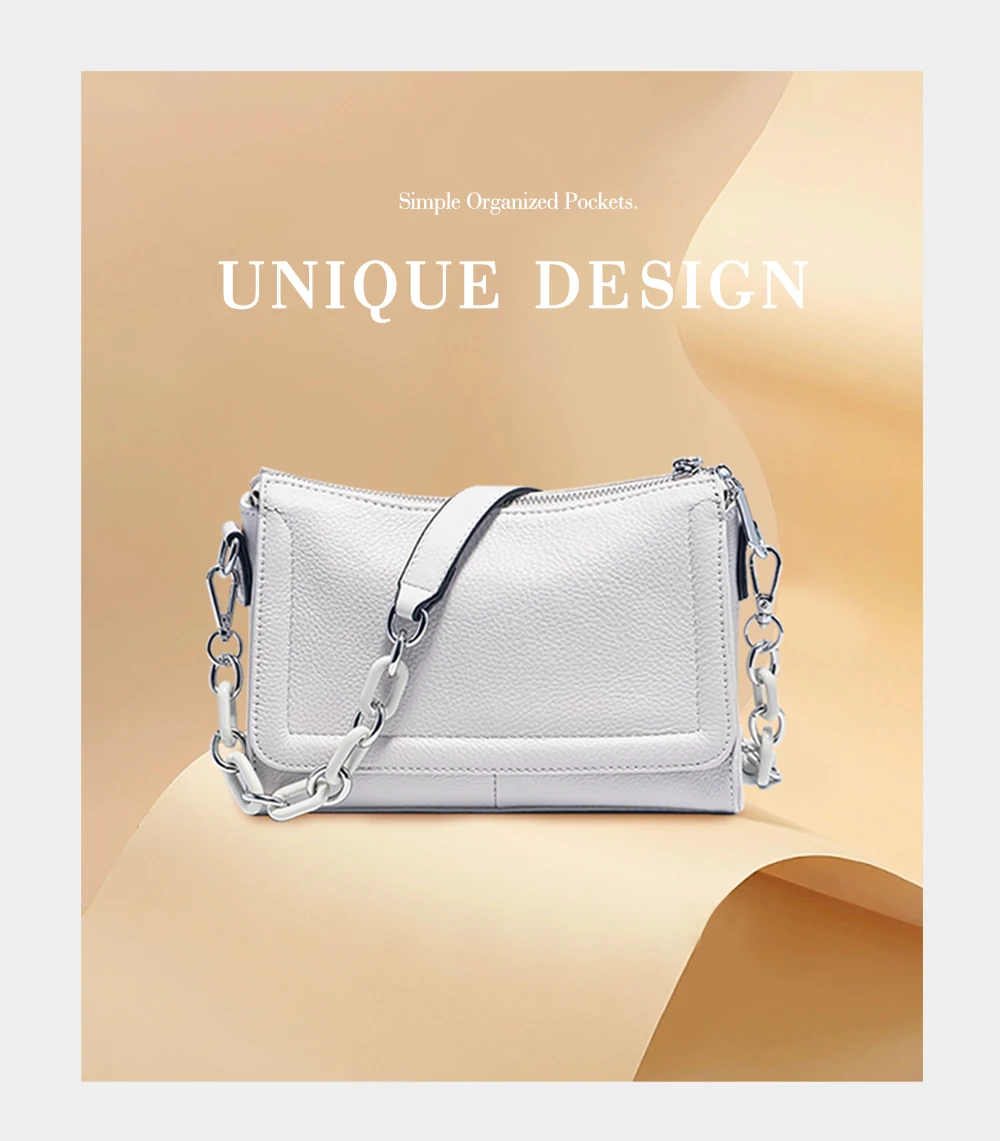 Zency Acryl-Ketten-Handtasche aus weichem Leder mit Tragegriff, luxuriöse kleine Unterarm-Umhängetasche für Damen, weiß, modische Schultertasche – Detail 2