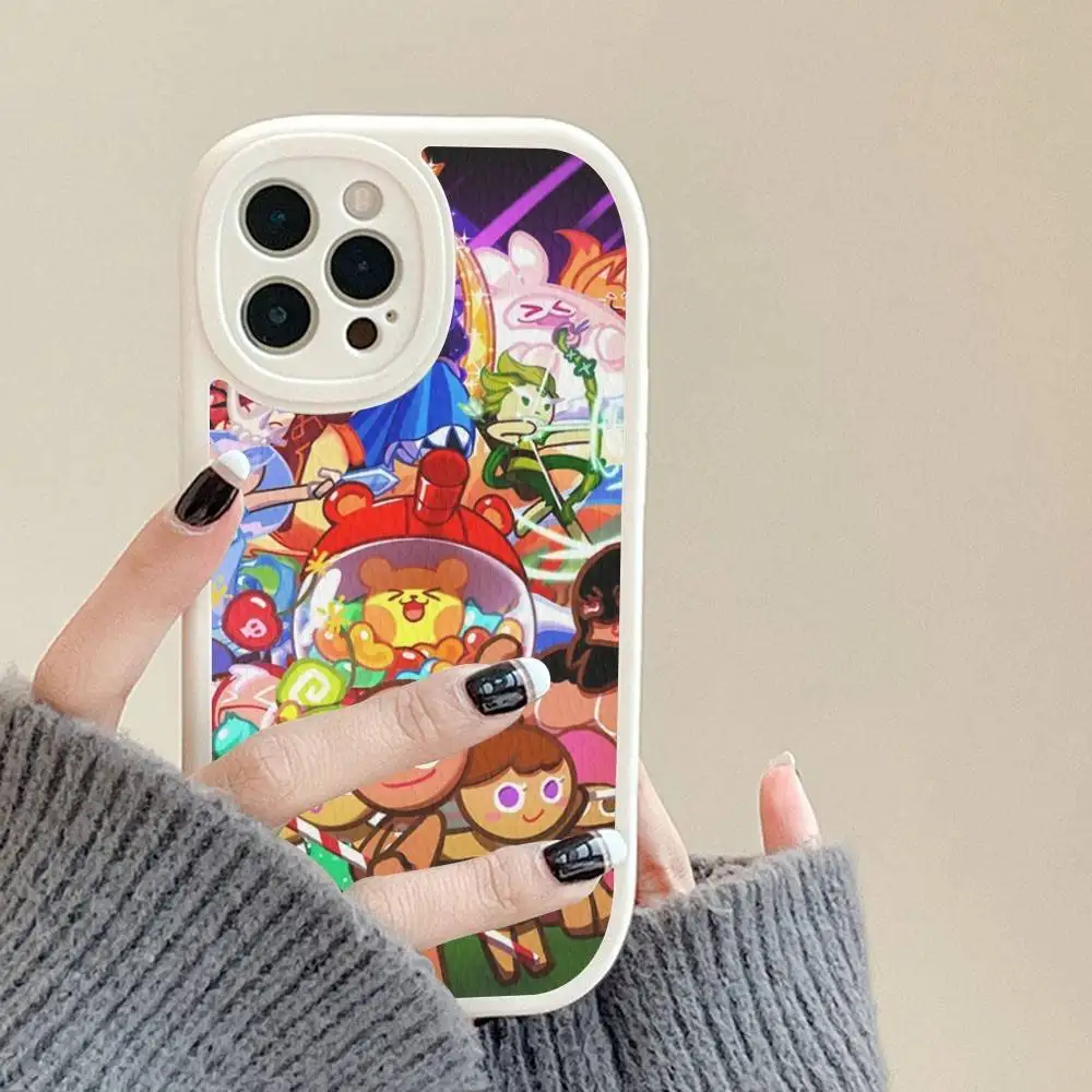 ゲームC-クッキーランキングダム iPhone 16 15 14 13 12 11 Pro Max Plus用レザー耐衝撃カバー