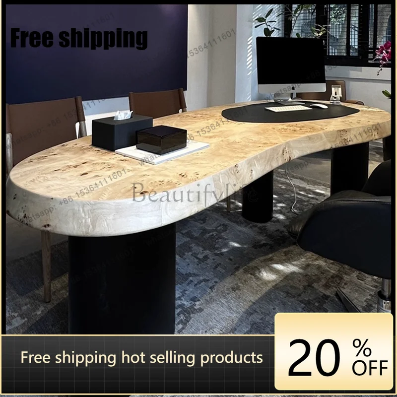 Zj. Medieval solid wood arc small apartment desk Nordic simple modern retro Italian desk