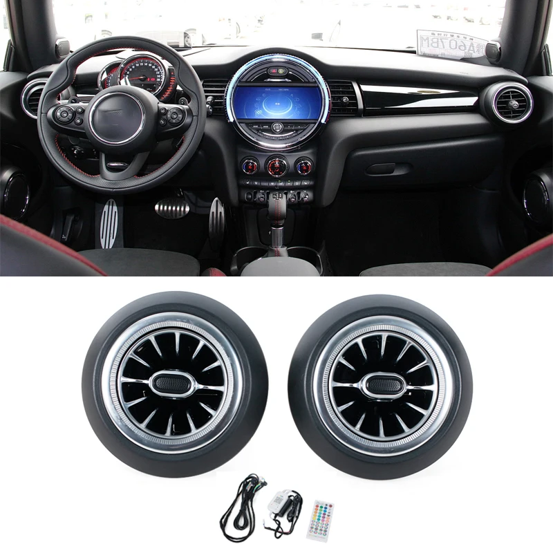 

Car 2PCS LED Front Dashboard AC Air Condition Vent Outlet Turbo Interior Trim For BMW MINI JCW F56