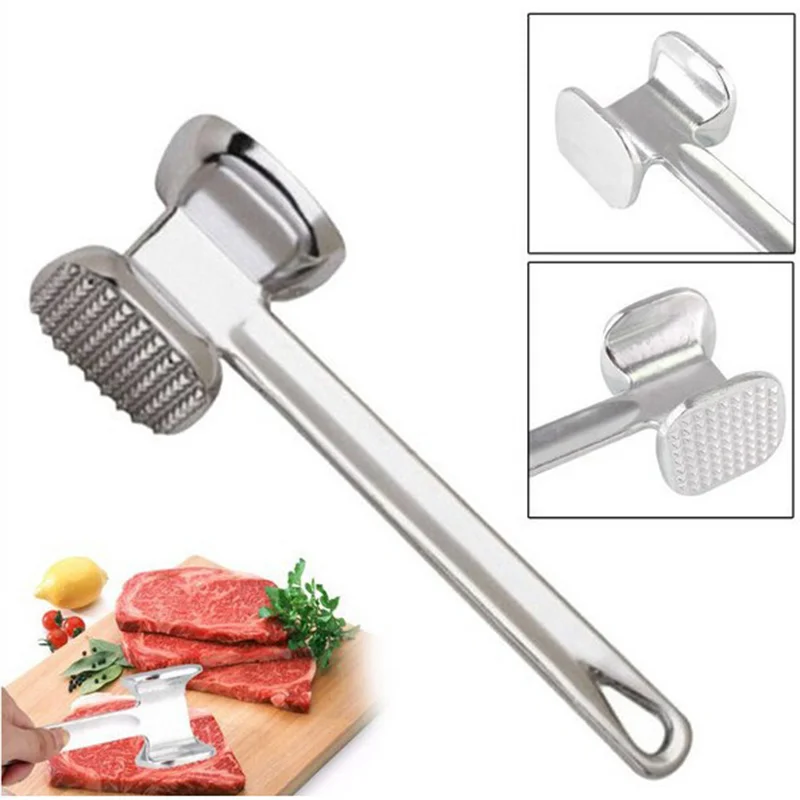 Martillo Ablandador de Carne de 19 cm, de Aleación de Aluminio, para Uso Doméstico, Herramienta de Cocina Resistente y Duradera, Ablandador de Doble Cara