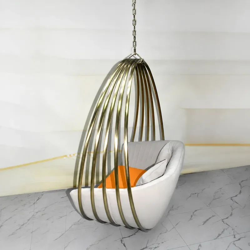Outdoor Balcony Swing Chair Single Hanging Basket Sofa Courtyard Rocking Seat Living Room Leisure Furniture Light Luxury