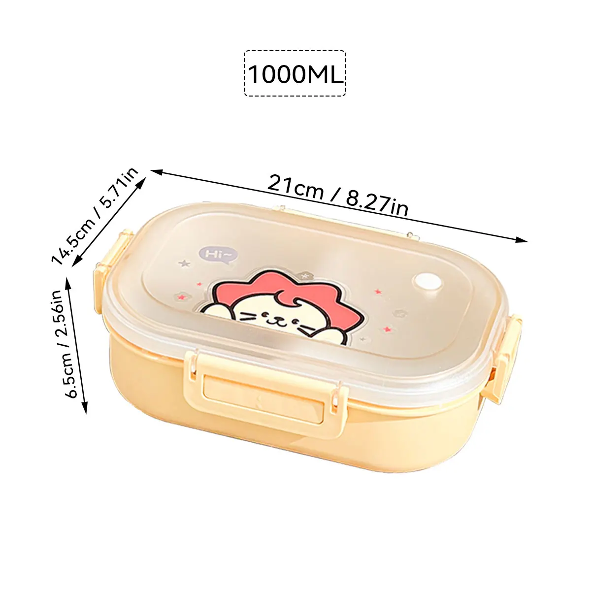 WORTHBUY Draagbare Plastic Lunchbox Met Afneembare 3 Compartimenten Leuke Verdeelde Voedselcontainer Voor Kinderen Studenten Magnetronbestendig