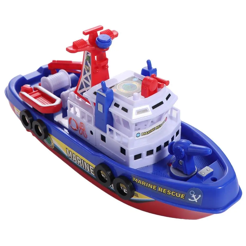 Light Up Spray Water Electric Boat Toy Rescue Boat LED Light Baby Electric Marine Speedboat Music Sound Baby Bath Toys Kids Toy