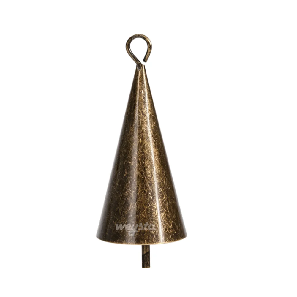 New Hangable Christmas Cone Metal Bell Conical Antique Finished Hanging Bell Bronzed Hollow Craft Bell Festival Ornament