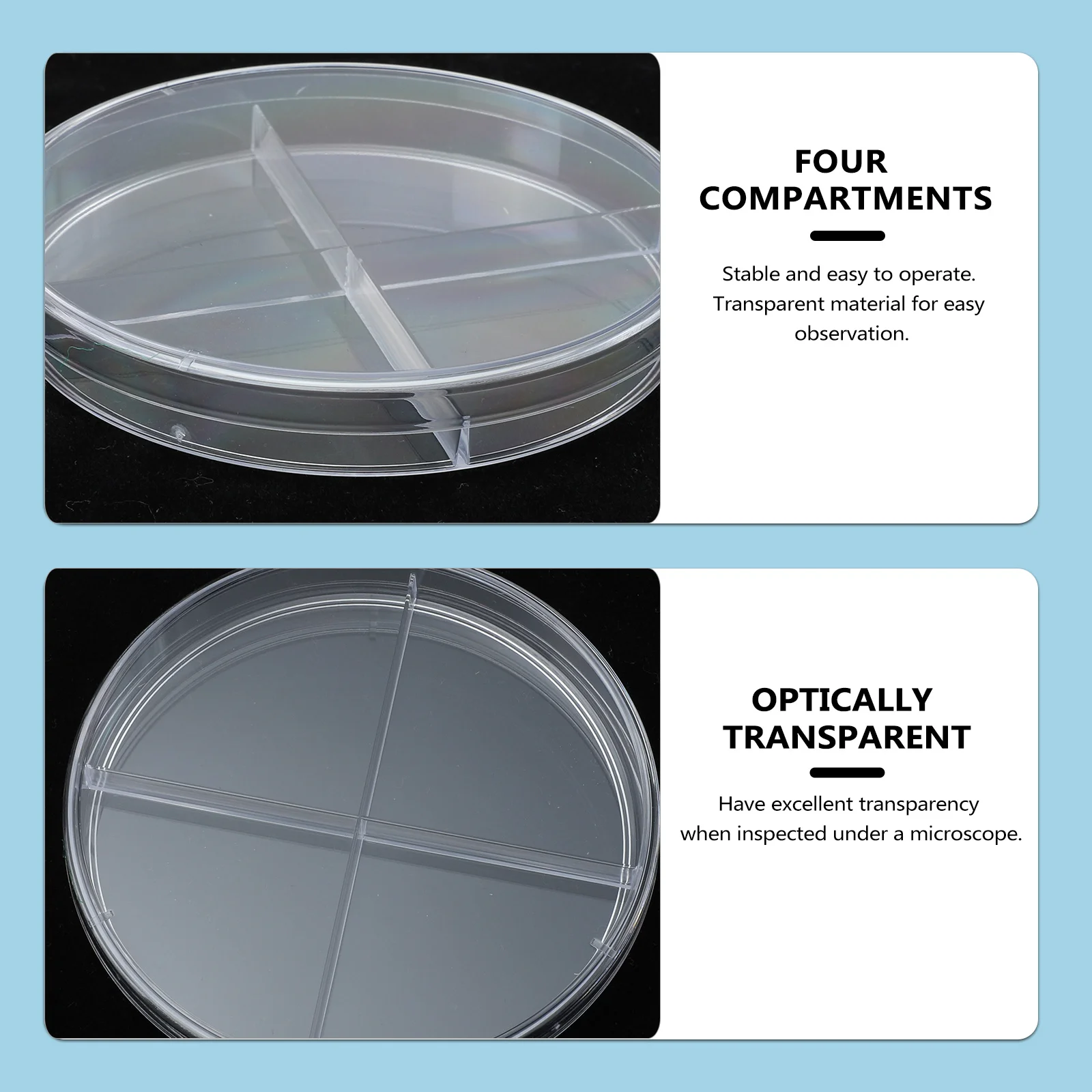 

10Pcs Transparent Cell Culture Petri Dish Four Compartments Plastic Scientific Experiment Aid Biology Microbiology Teaching